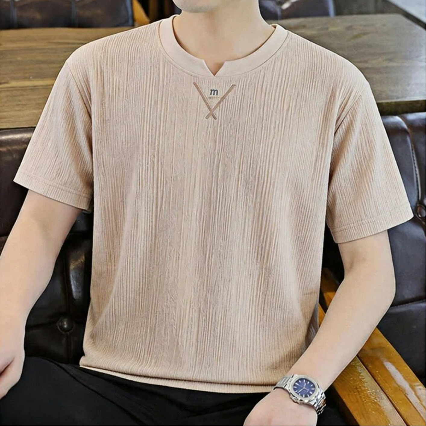 Undershirt Crew Neck - Yeni Stil Bisiklet Yaka Kırışık Dokulu