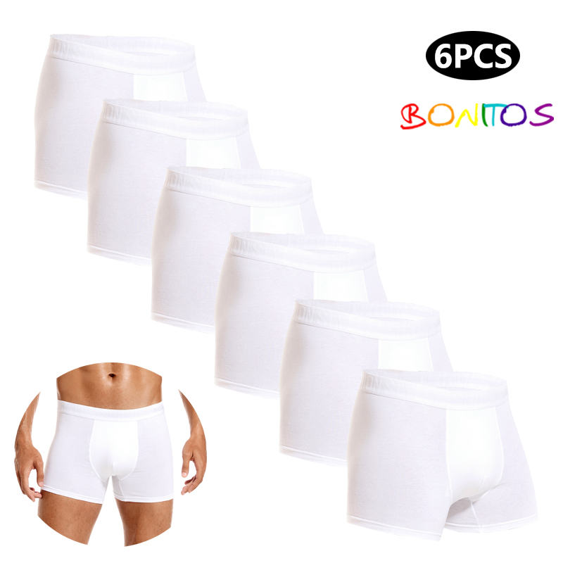 Boxer Brief Pack Cotton - Adam için 6 adet beyaz erkek