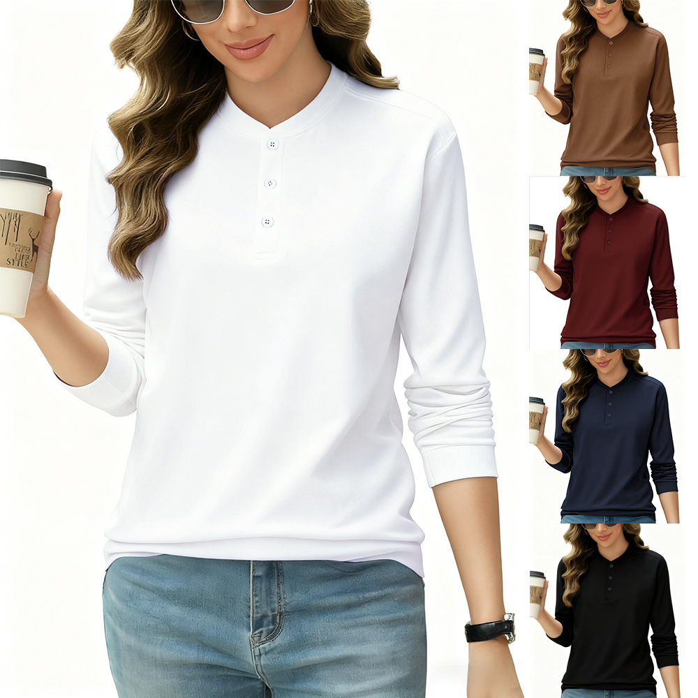 Undershirt Crew Neck - 2026 YENİ Katı Pamuklu Henley Gömlek