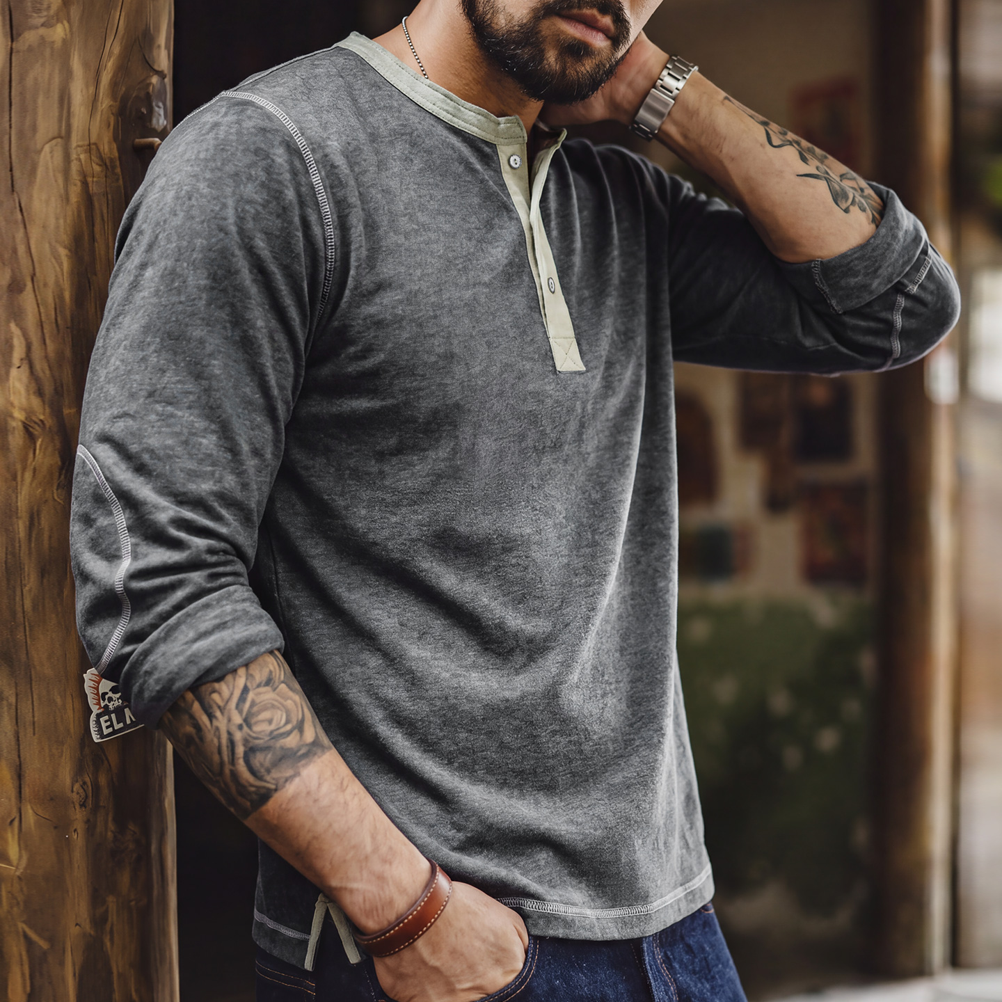 Base Layer Top - MADEN Henley Gömlek Uzun Kollu Tişört