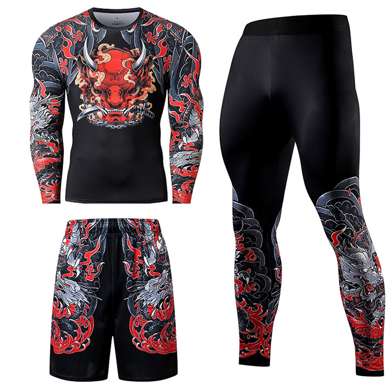 Compression Long Pant - 2/3 adet erkekler Jiu jitsu eşofman