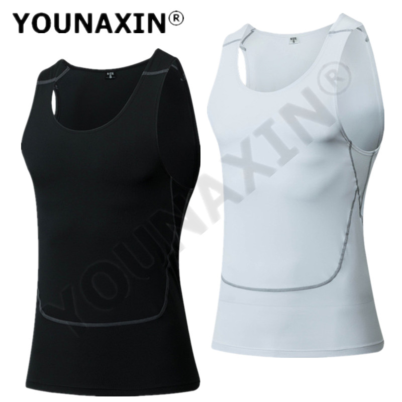 T Shirt Tight Fit - Erkekler siyah spor sıska yelek sıkı