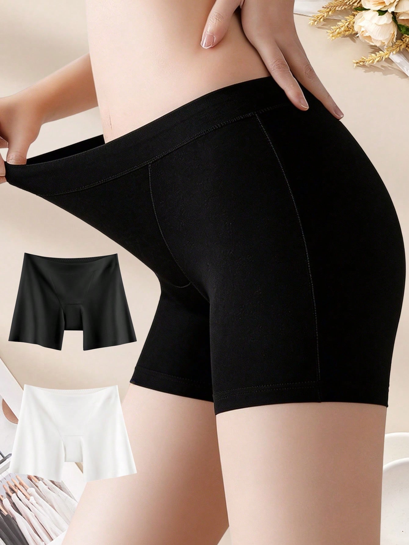 Boxer Brief Pack Cotton - 2PCS Pamuklu Güvenlikli Kadın Şortları, Yüksek