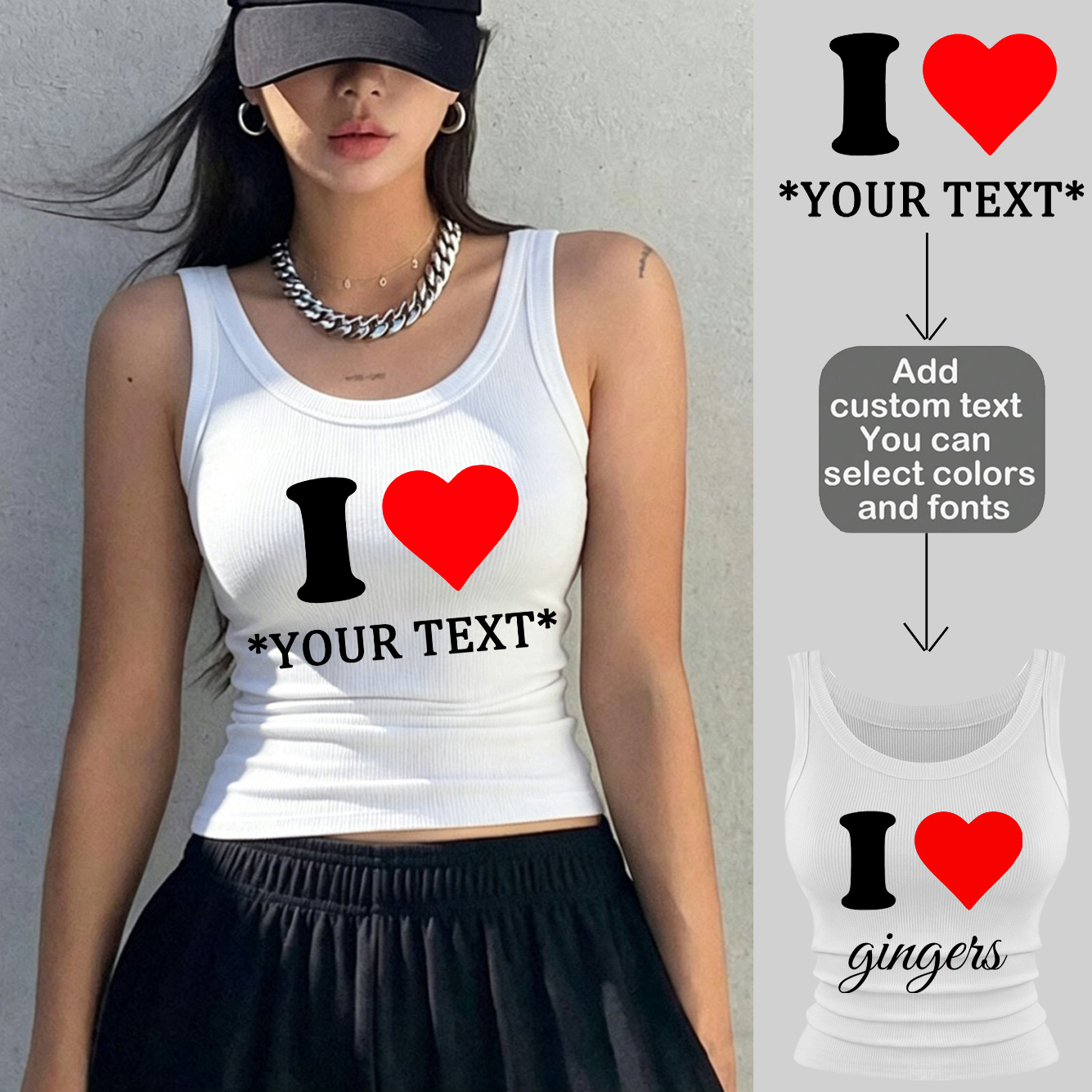T Shirt Tight Fit - Kişiselleştirme Özel Kolsuz Yazlık Kadın Günlük