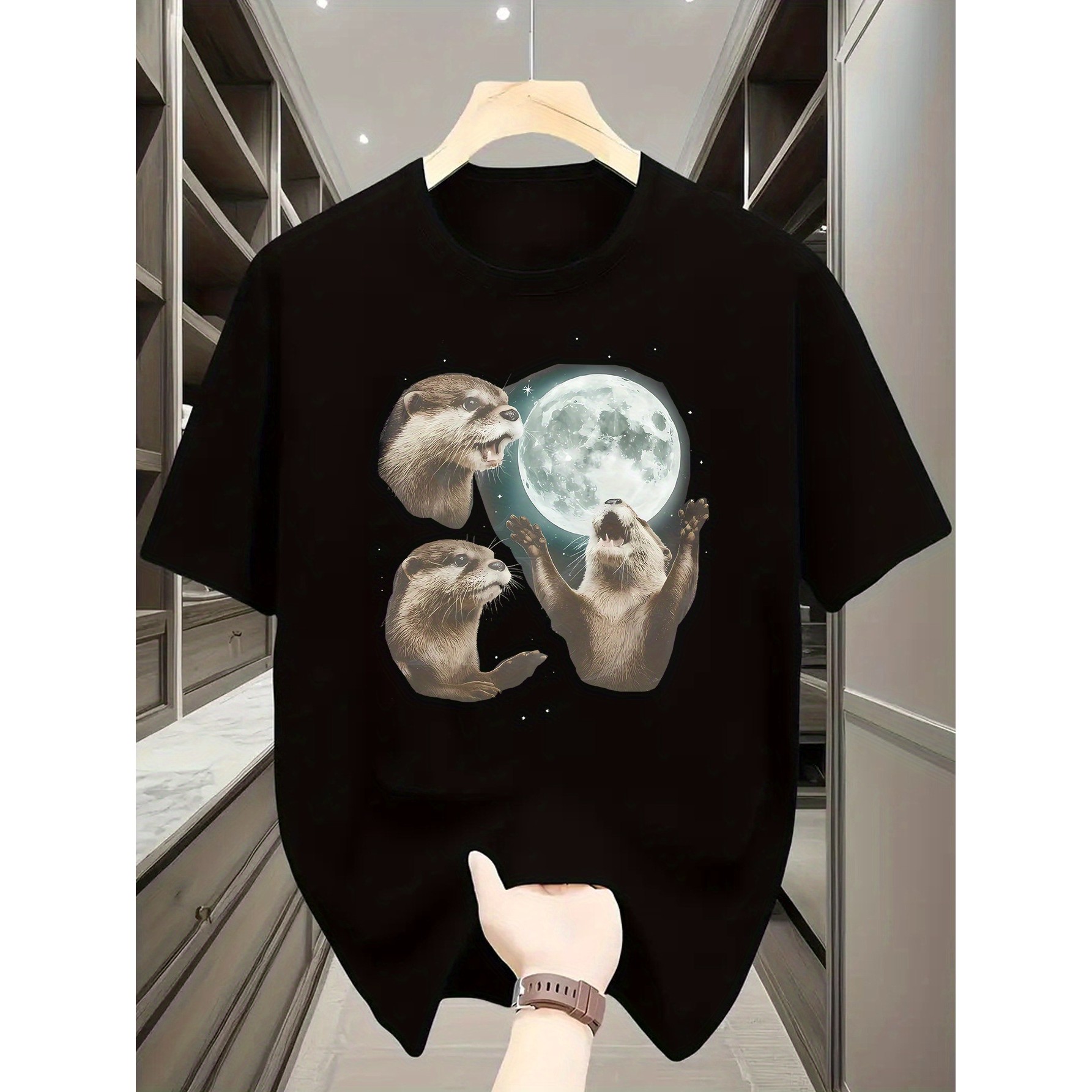 Undershirt Crew Neck - Ay Işığının Altında Oyuncu Otters Grafikli
