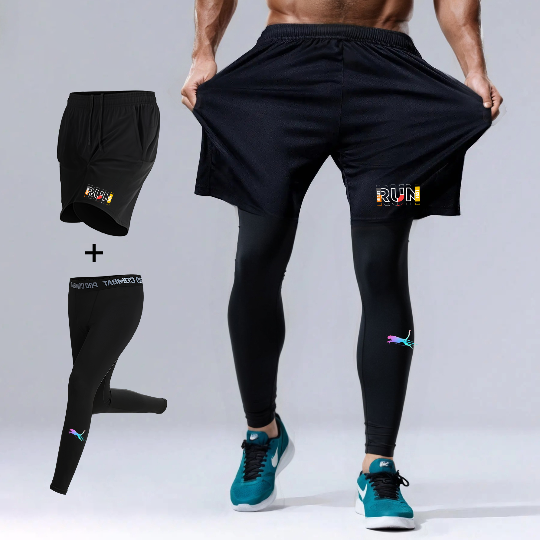 Compression Shorts Athletes - Erkek Koşu Jogging 2 Parça Takım