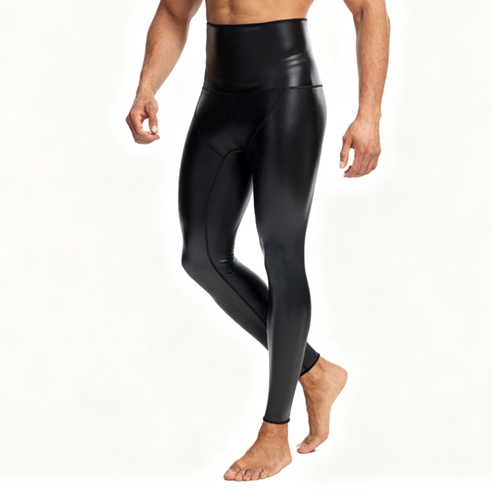 Compression Long Pant - Seksi Erkekler PU Deri Uzun Pantolon