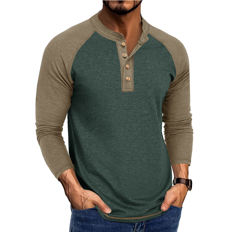 Base Layer Top - Erkek Yeni Uzun Kollu Henley Gömlek