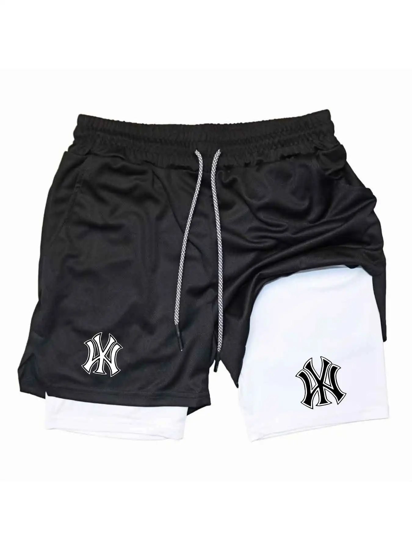 Compression Shorts Athletes - Erkekler 2'si 1 Arada Logolu Baskılı