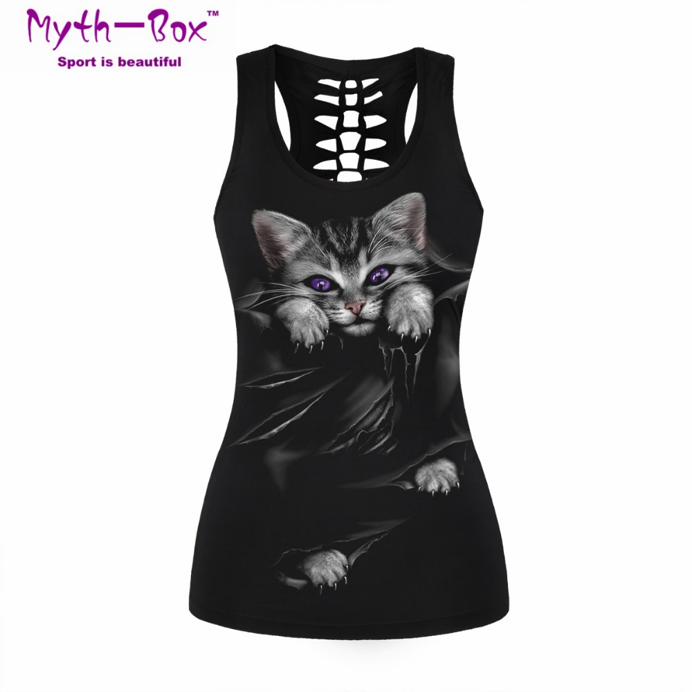 Sleeveless Undershirt - Kadın Spor Yelek Bad Cat Baskılı