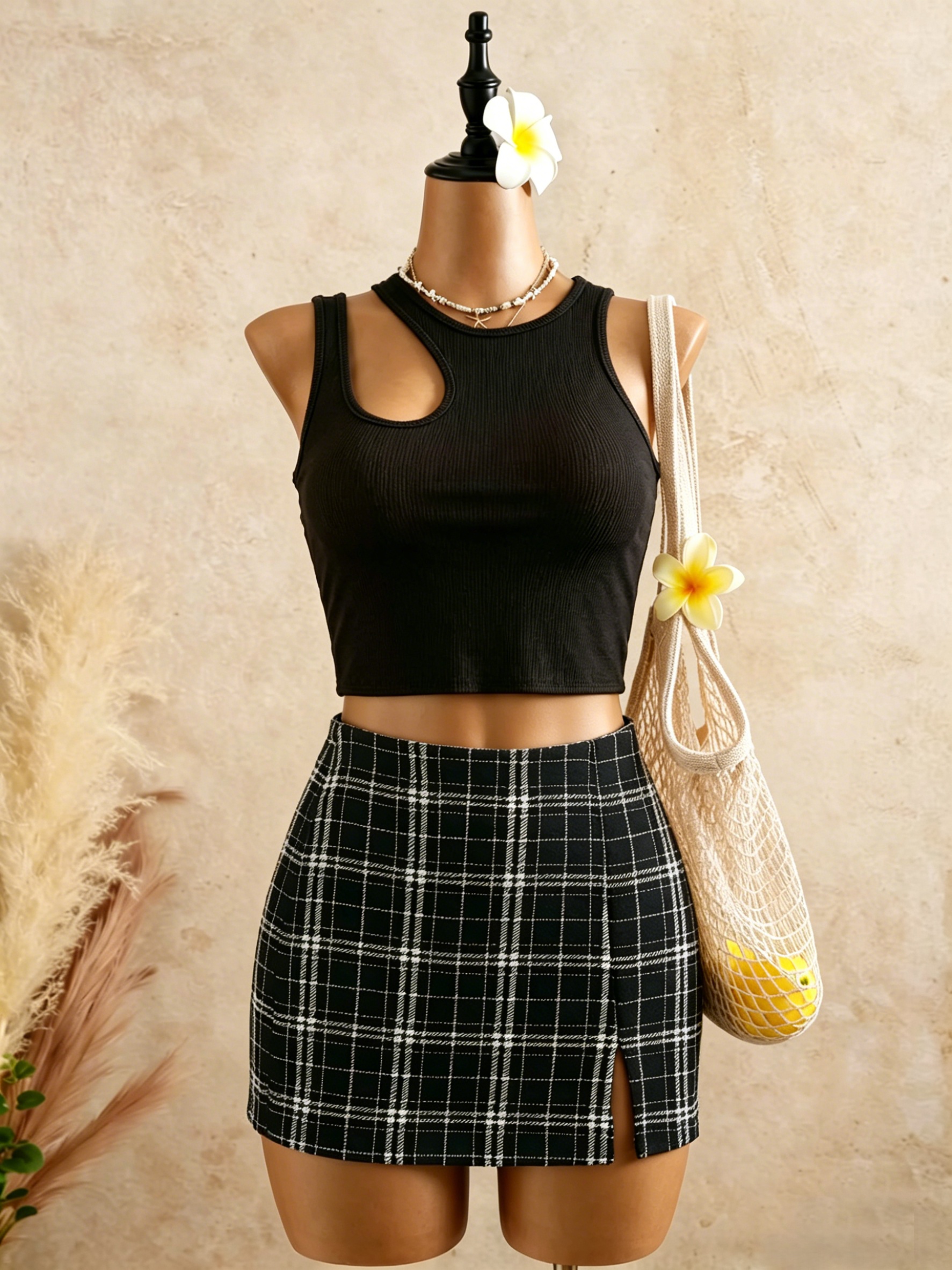 Tank Top Ribbed - 2 Parça Kadınlar İçin Kesik Detaylı