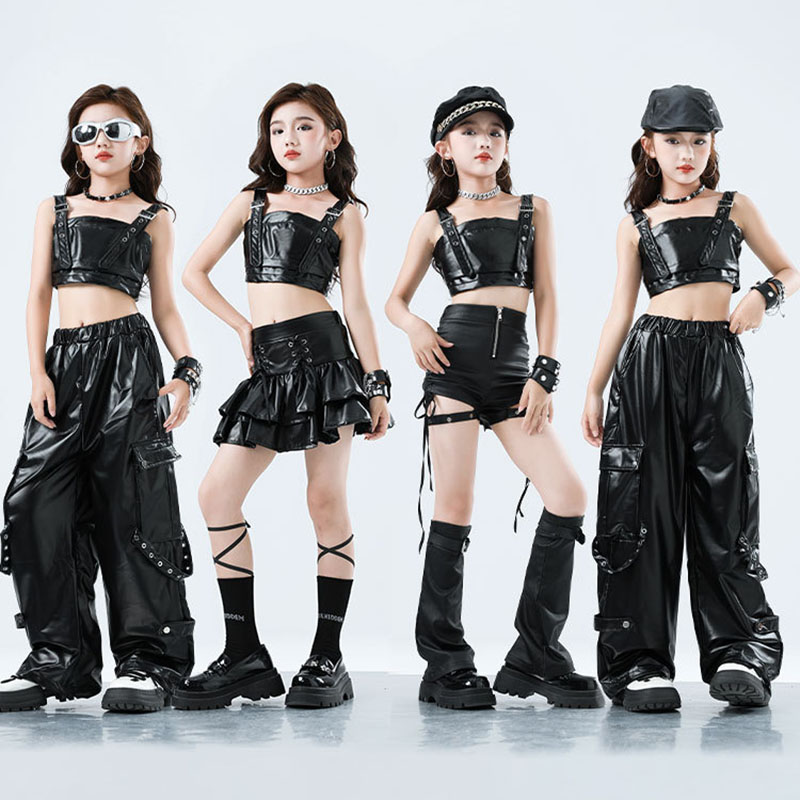 Suspender Tank Top - Çocuk Kpop Hip Hop Giyim Siyah
