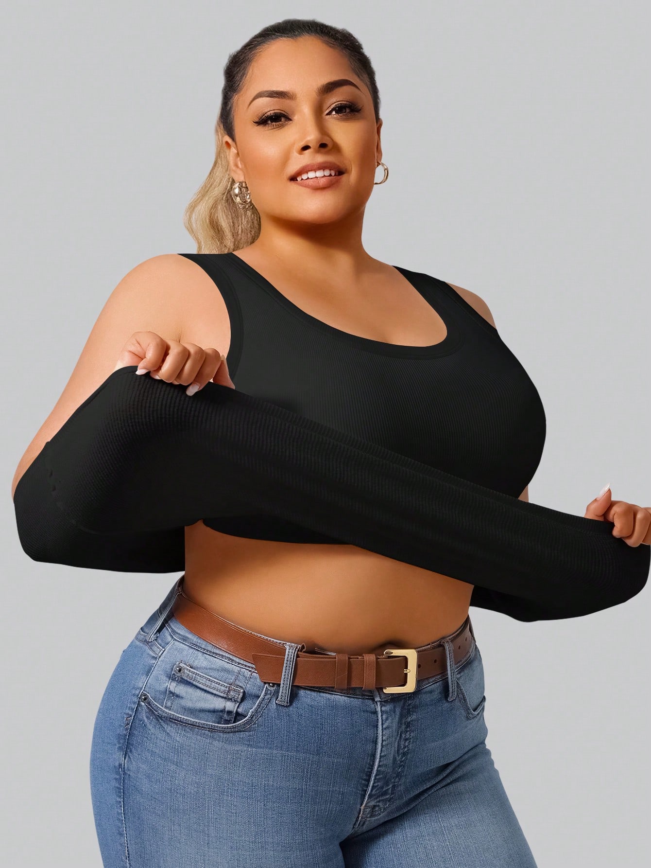 Büyük Beden Kadın Yüksek Esnek - Tank Top Ribbed incelemesi ve fiyatı