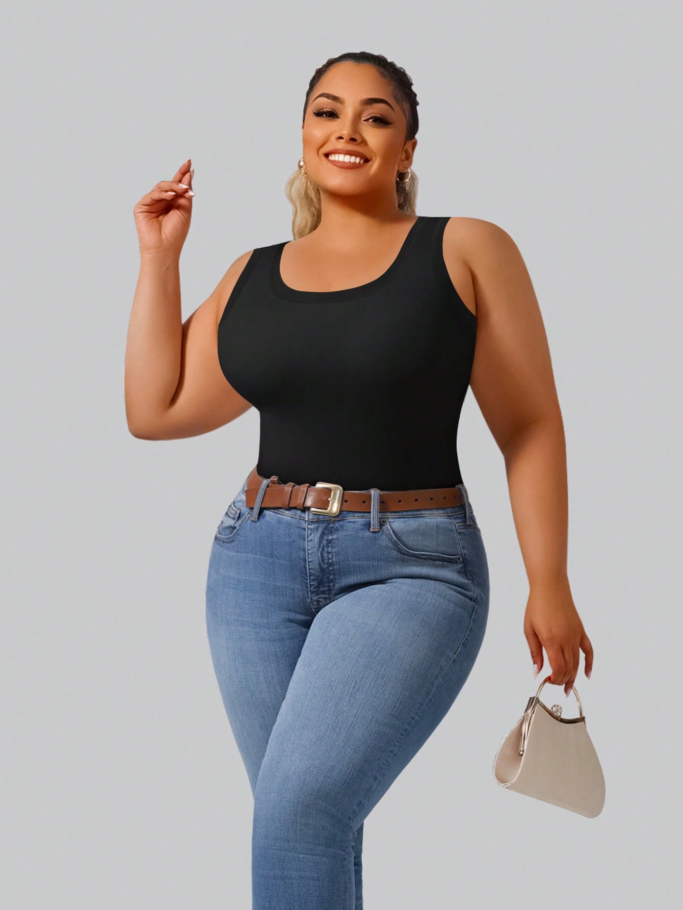 Büyük Beden Kadın Yüksek Esnek - Tank Top Ribbed incelemesi ve fiyatı