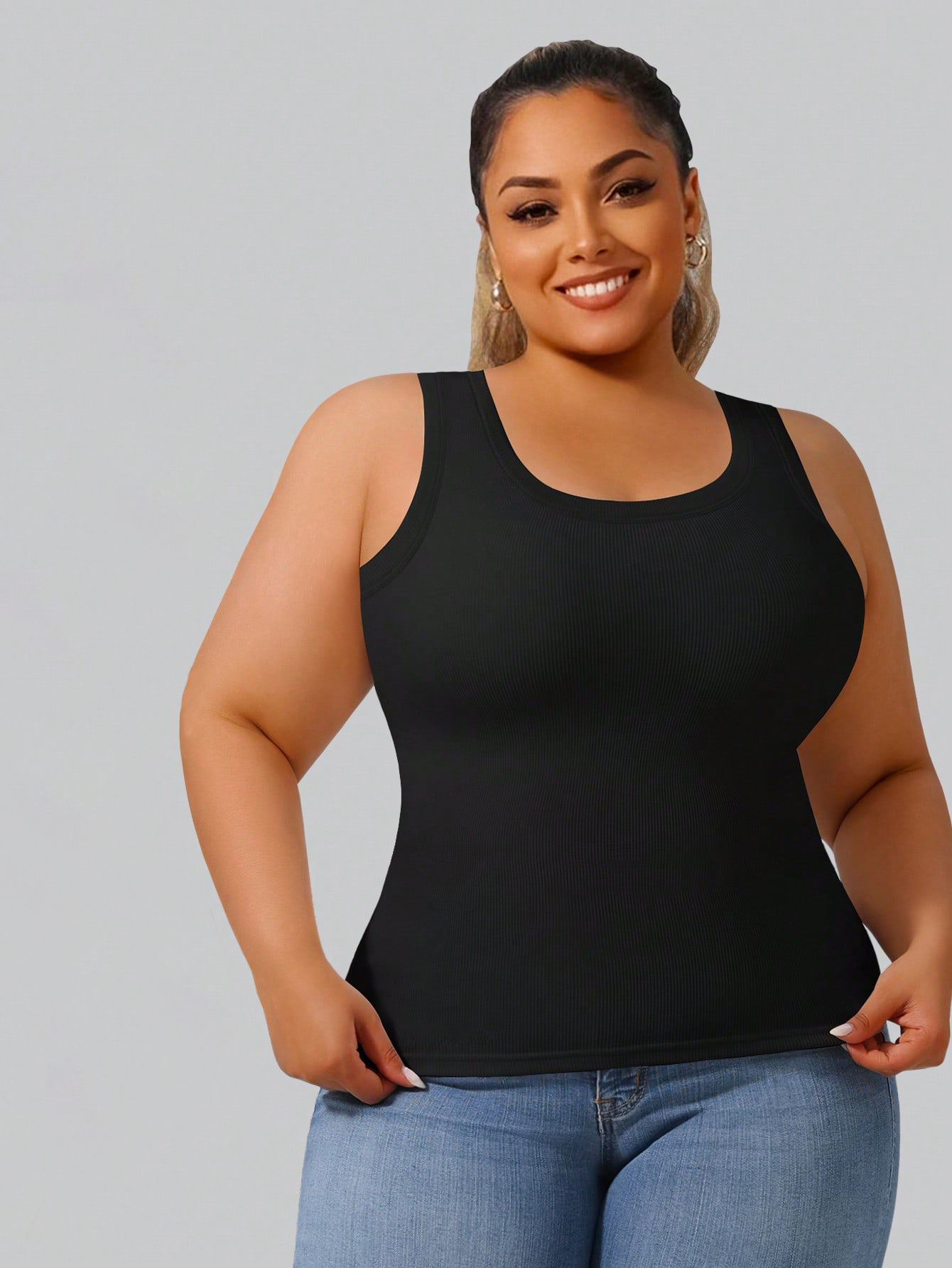 Büyük Beden Kadın Yüksek Esnek - Tank Top Ribbed incelemesi ve fiyatı
